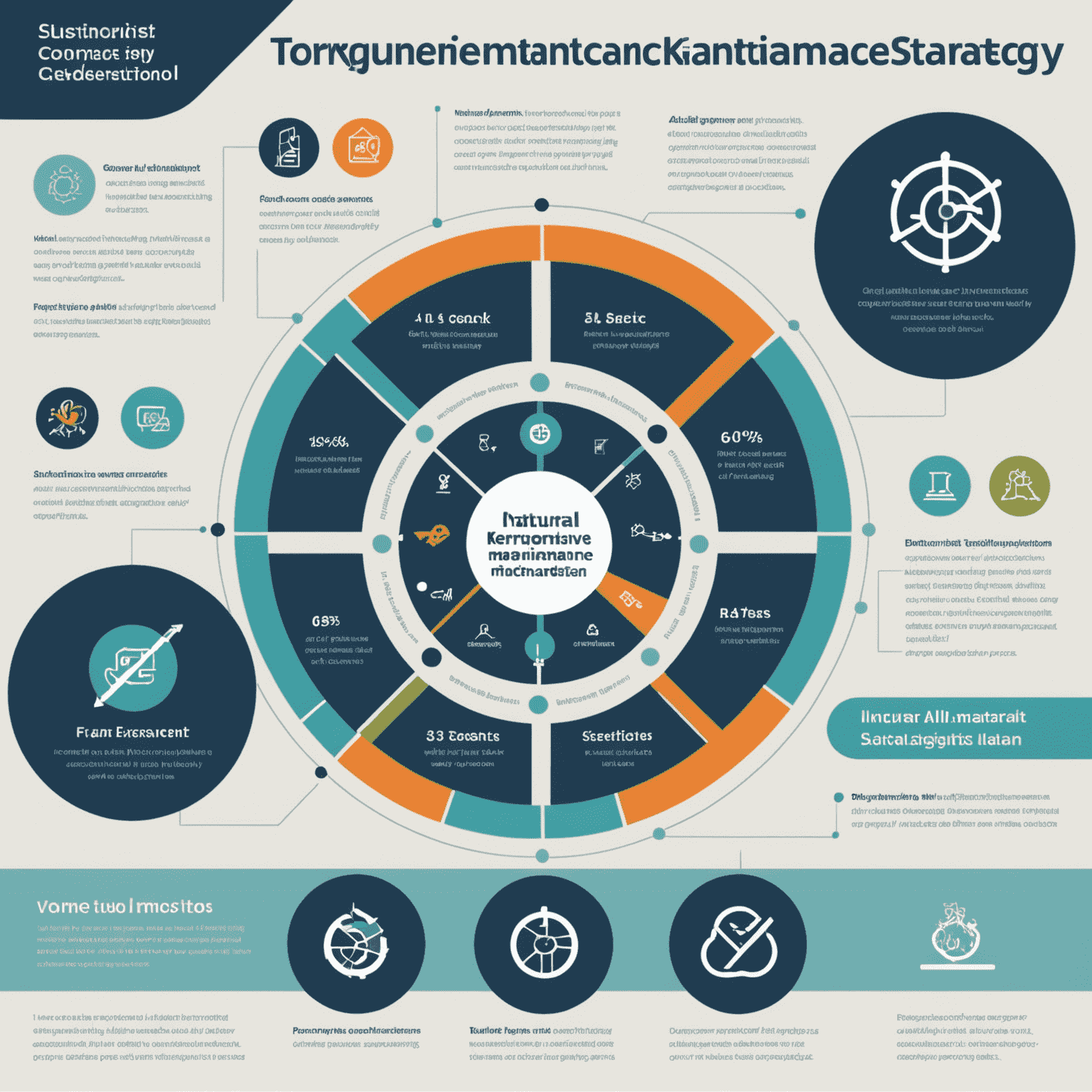 Een infographic die TorqueFusion's holistische onderhoudsstrategie visualiseert, met iconen voor prestaties, kosten en milieu-overwegingen